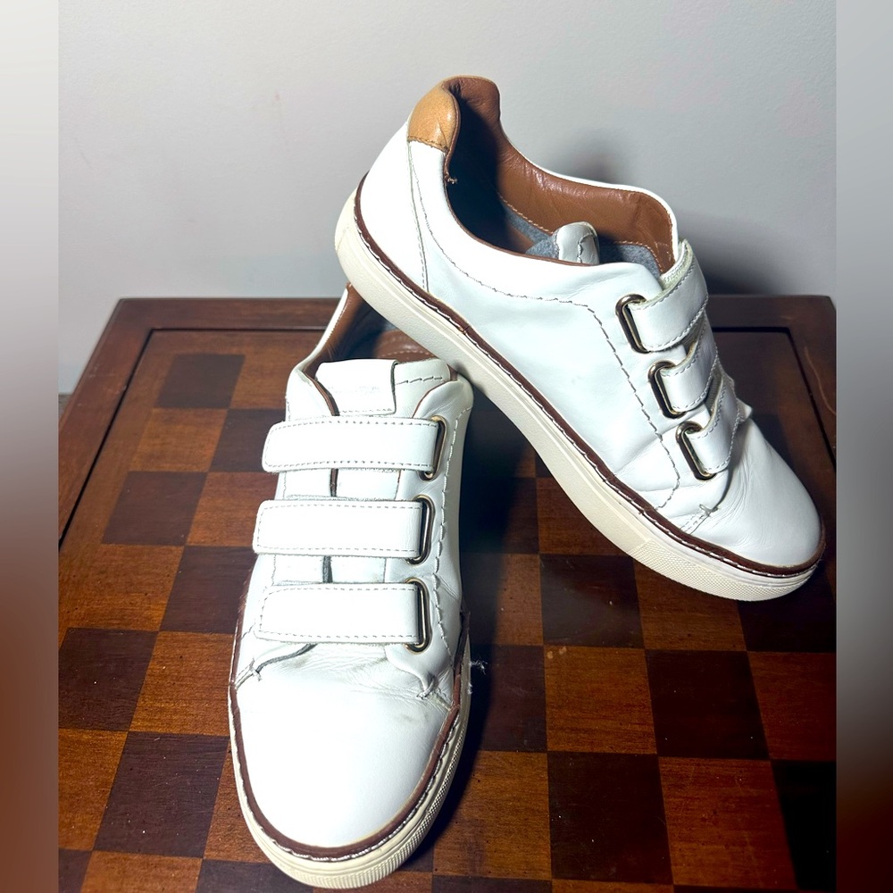 Massimo Dutti Womens Fashion Leather Sneakers Sz 38 white